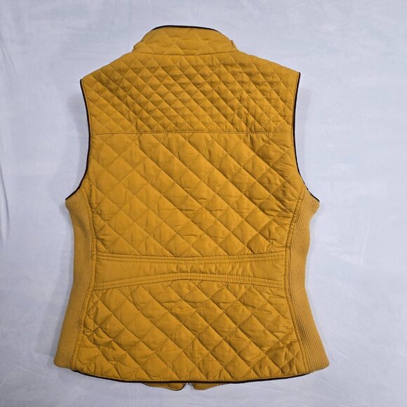 LOVE TREE Women's Quilted Puffer Vest Full Zip Size Medium Yellow / Gold Vest - Picture 2 of 12